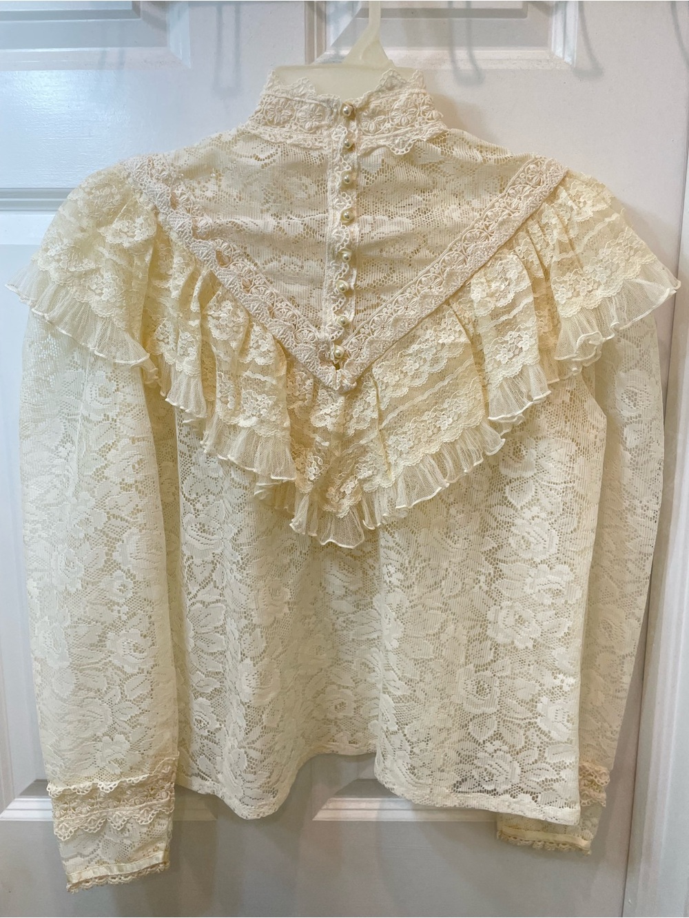 Vintage 70s Jessica’s Gunnies Gunne Sax Ivory Lace Victorian Blouse - Picture 6 of 8